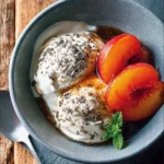 Delicious bowl of Greek Yogurt Sorbet topped with fresh fruits