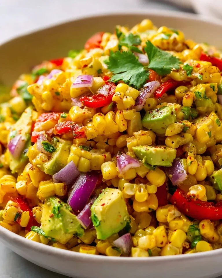 Delicious grilled corn salad with fresh vegetables and herbs