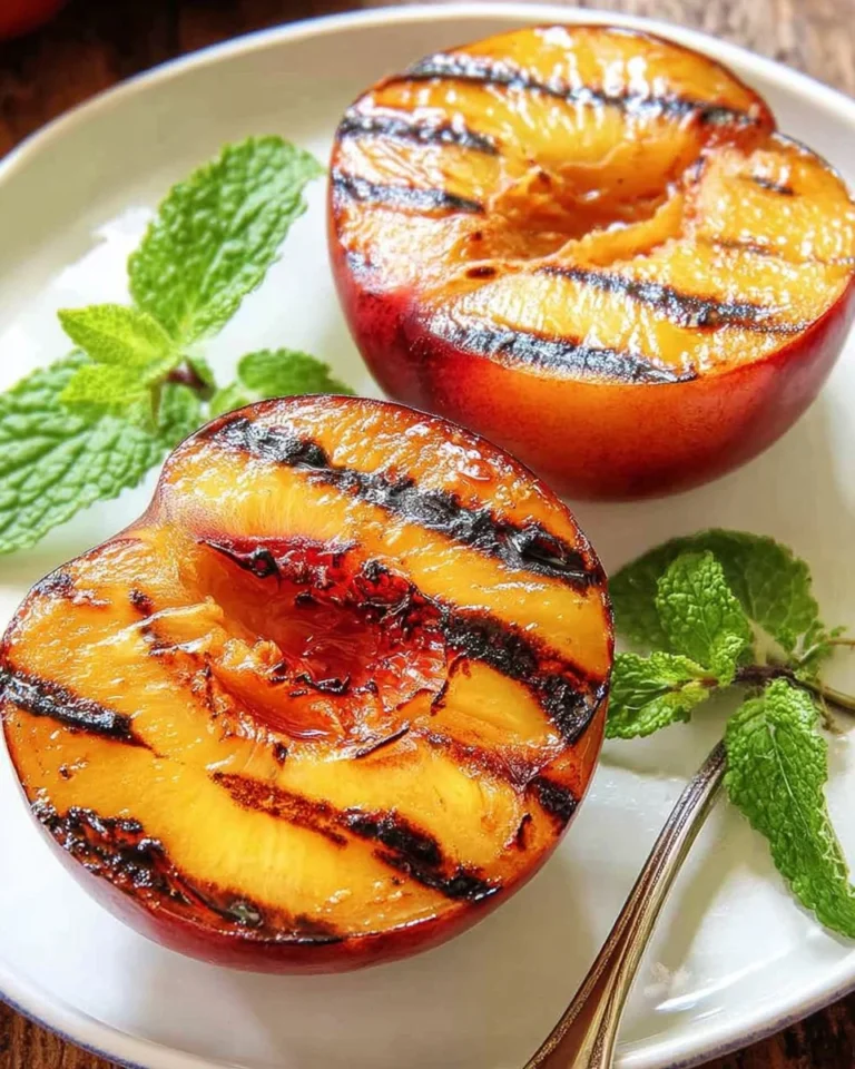 Grilled peaches on the grill, perfect summer dessert without added sugar