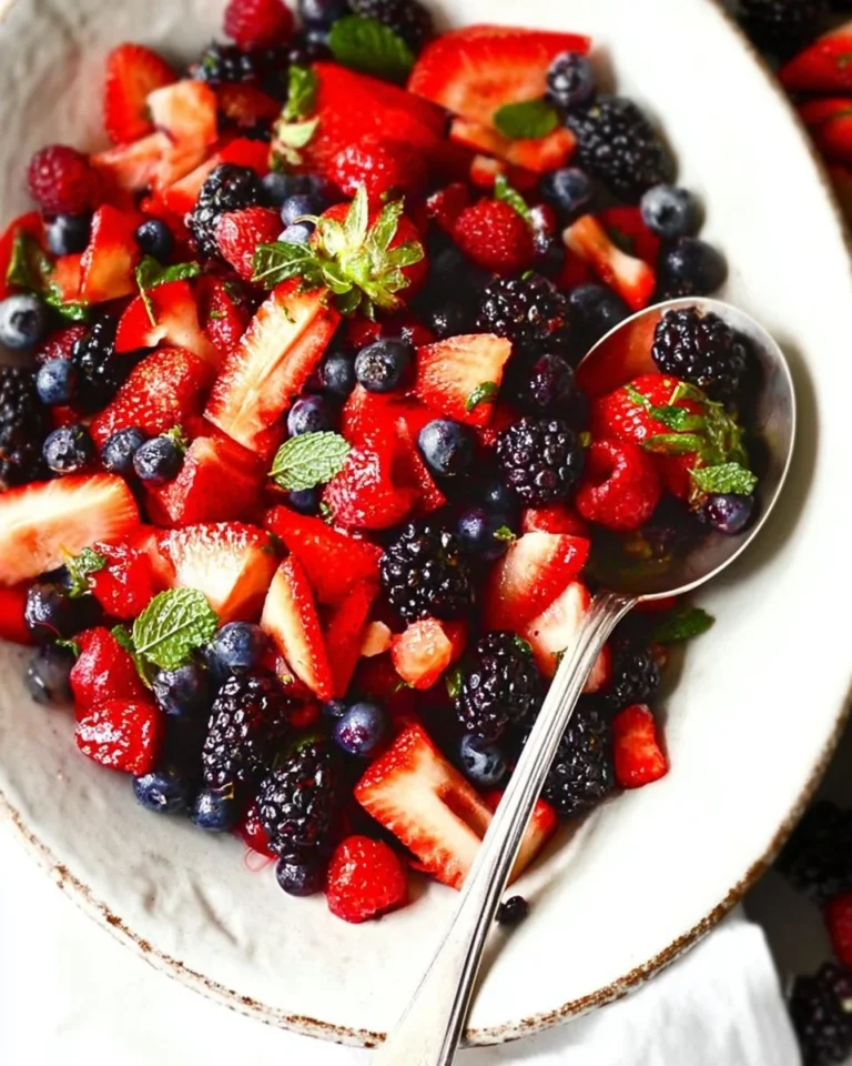 Herbed mixed berry salad with fresh fruits and herbs