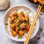 Hoisin Chicken served with vegetables on a plate