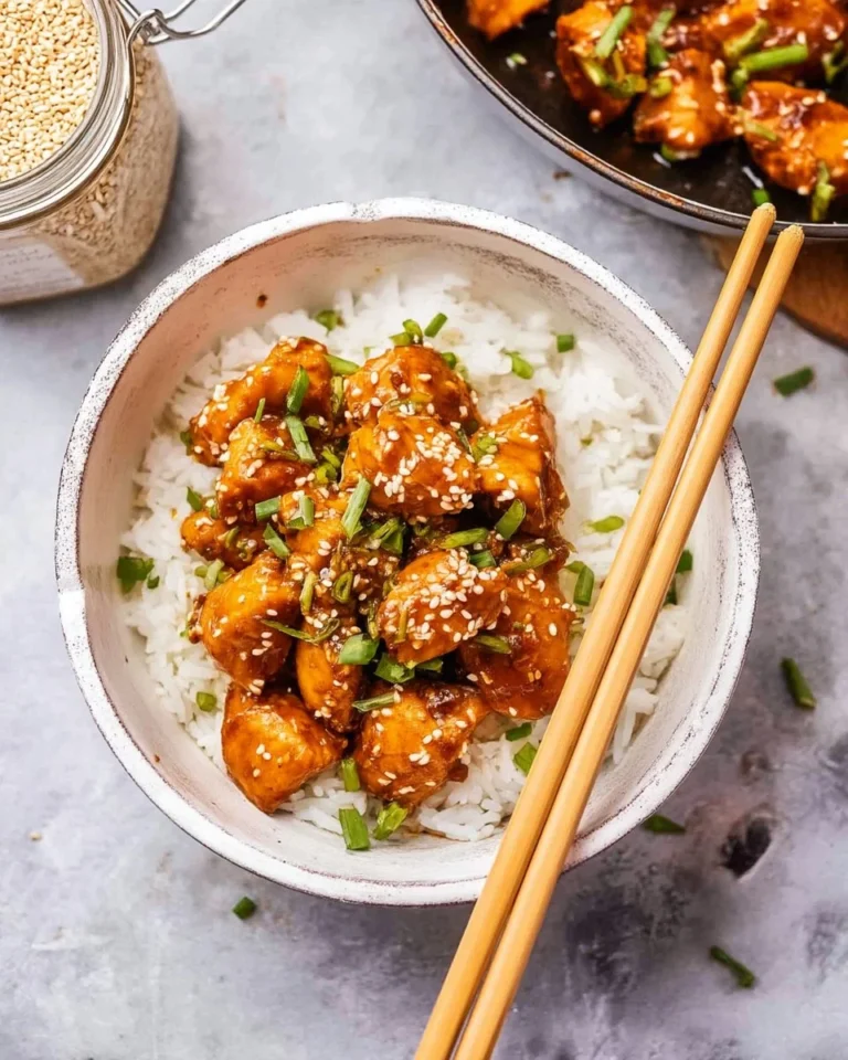 Hoisin Chicken served with vegetables on a plate