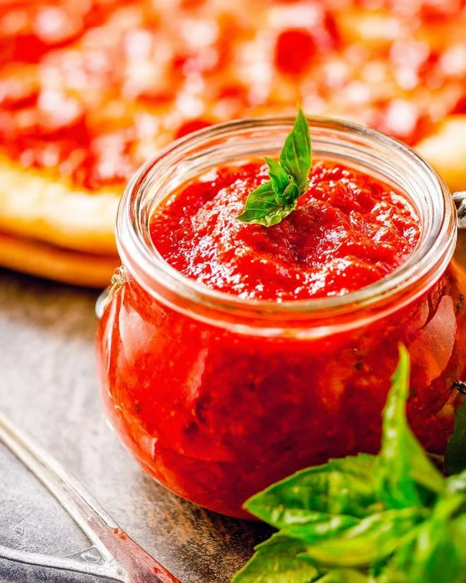 Homemade pizza sauce made with fresh ingredients in a pot