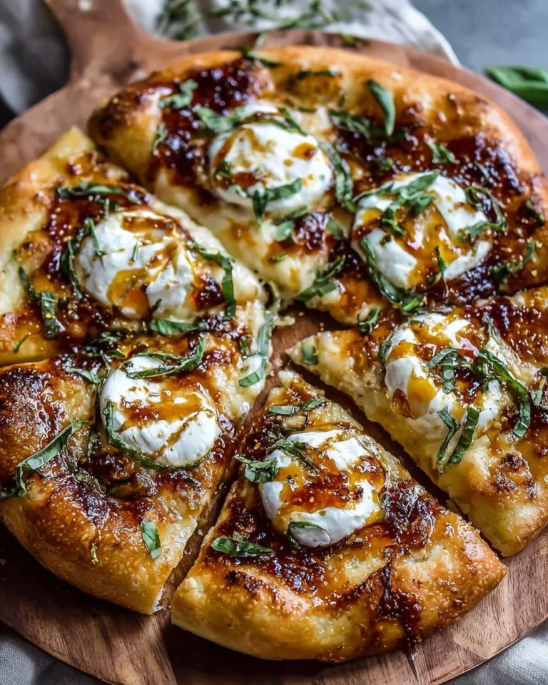 Delicious Honey Ricotta Pizza topped with honey and creamy ricotta cheese