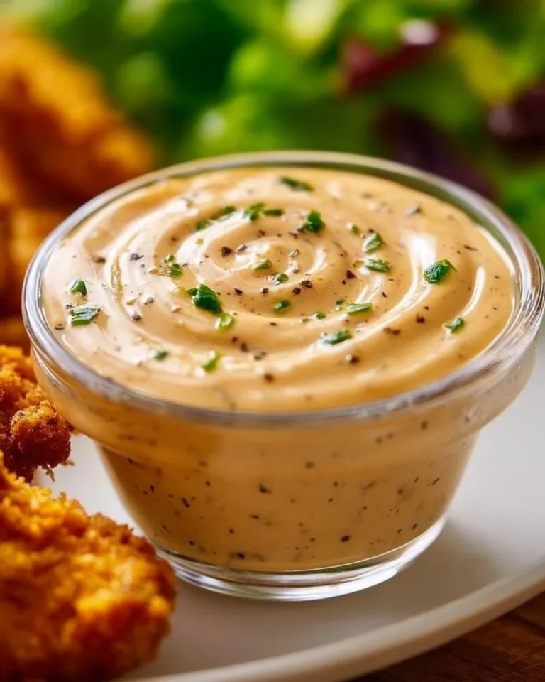 Delicious Hot Honey Ranch Sauce dip served in a bowl with fresh vegetables and chips.