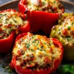 Ina Garten's stuffed bell peppers fresh from the oven, ready to serve.