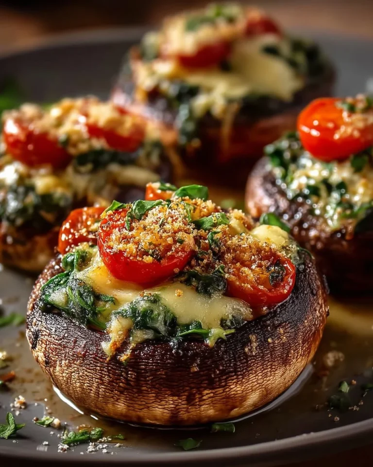Delicious stuffed portobello mushrooms filled with savory ingredients
