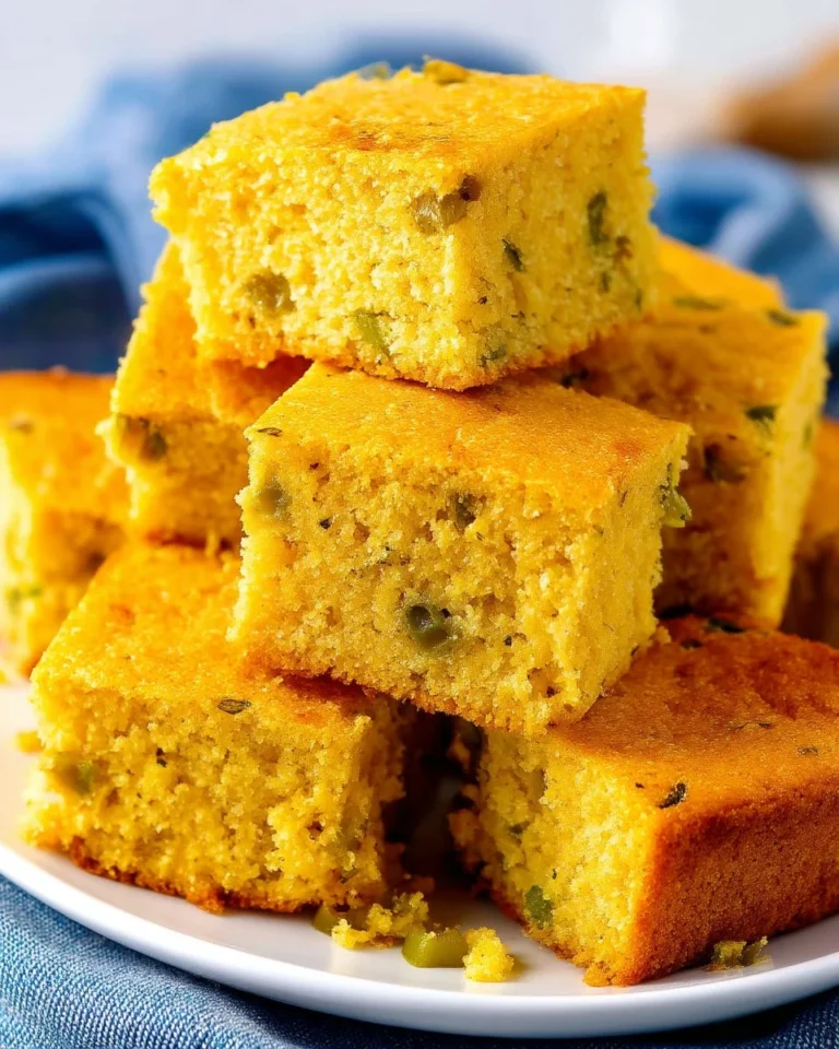 Delicious homemade Jalapeño Cornbread served on a wooden board