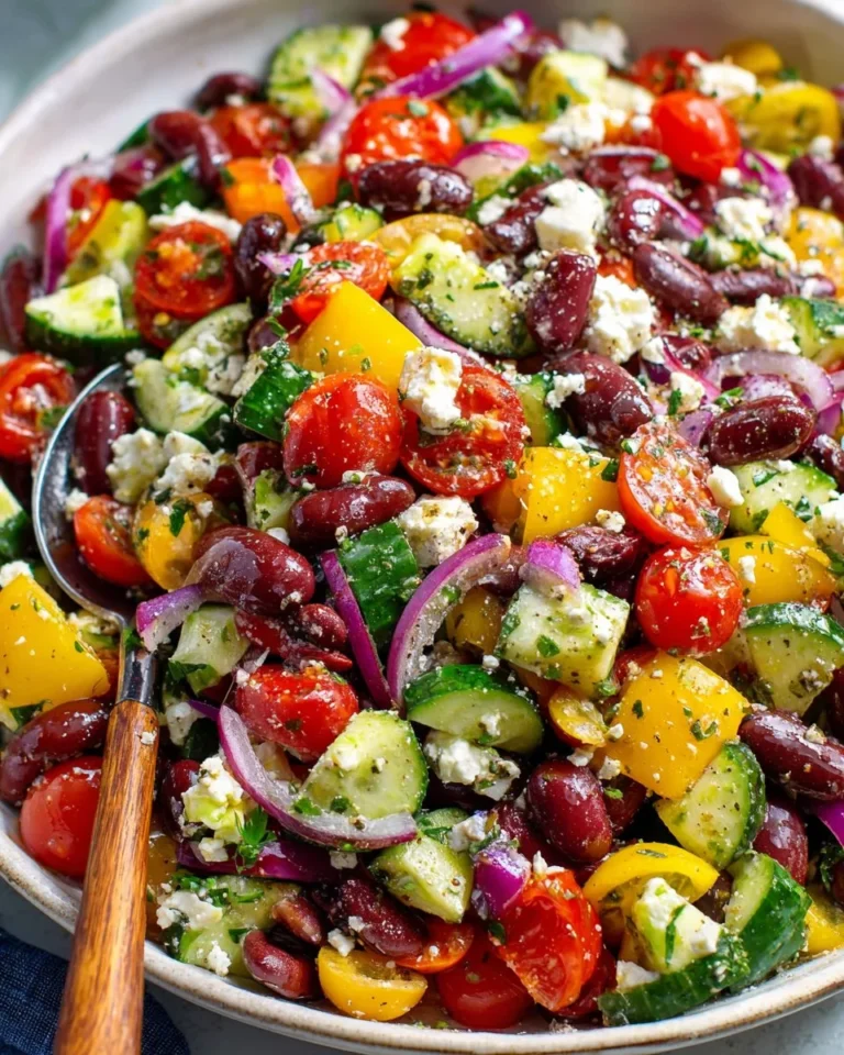 Nutritious kidney bean salad with fresh vegetables and herbs