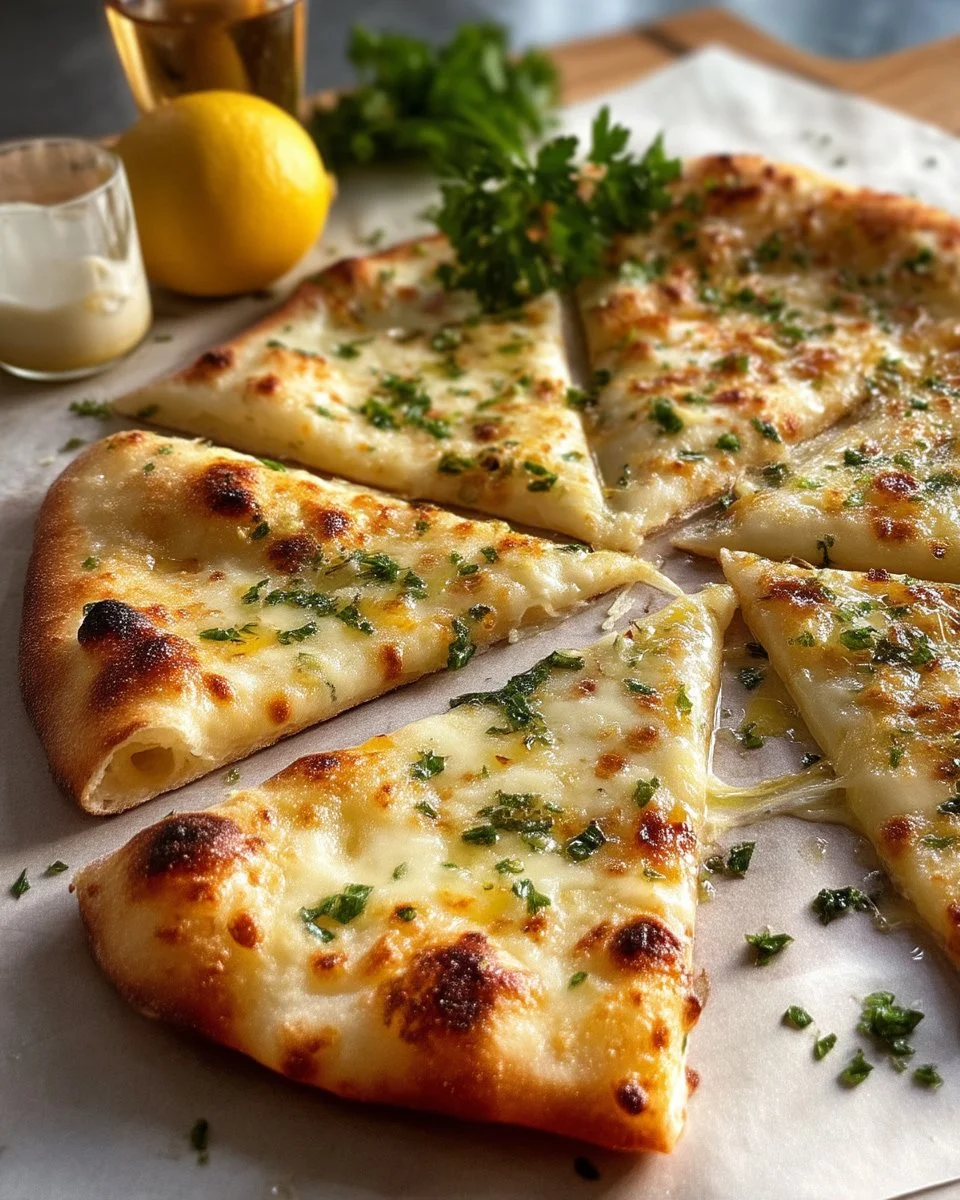 Delicious Lemon Pizza topped with fresh herbs and citrus zest