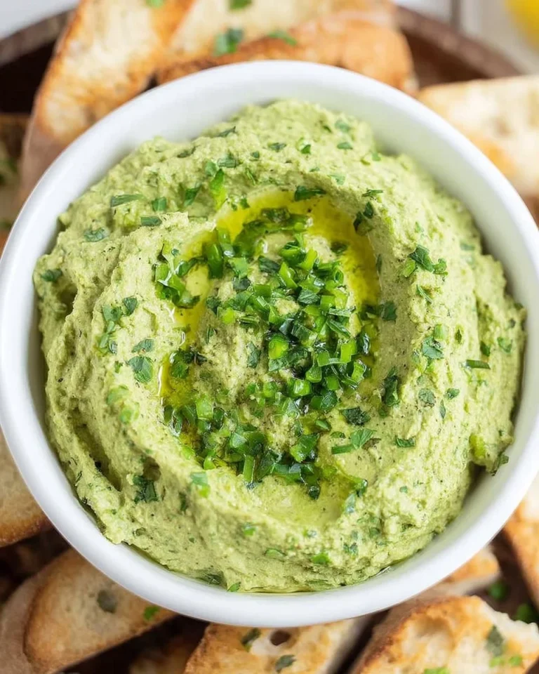 Bowl of Lemon Spinach Hummus with fresh lemon and spinach garnish.