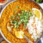 Bowl of nutritious lentil curry with spices and vegetables