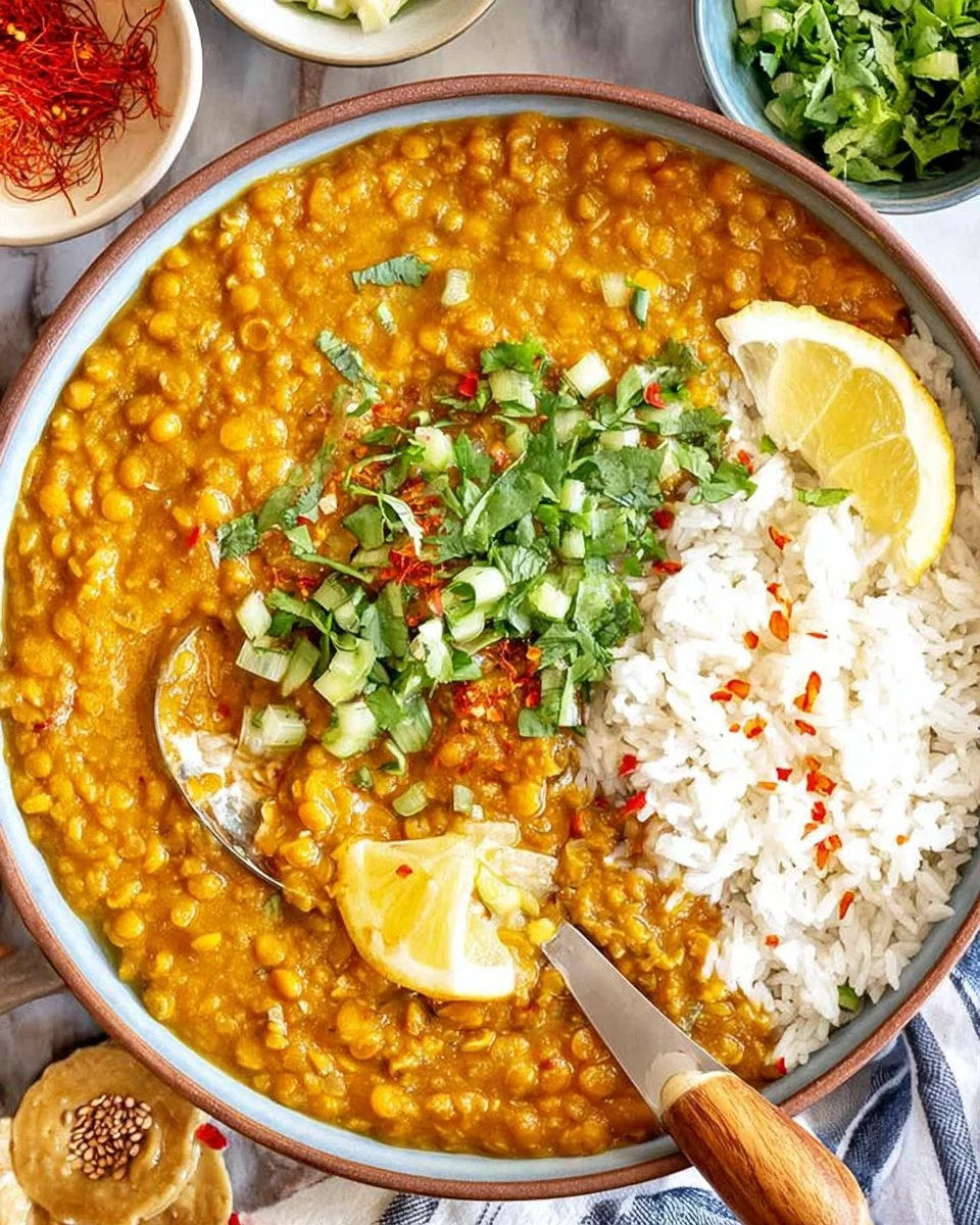 Bowl of nutritious lentil curry with spices and vegetables
