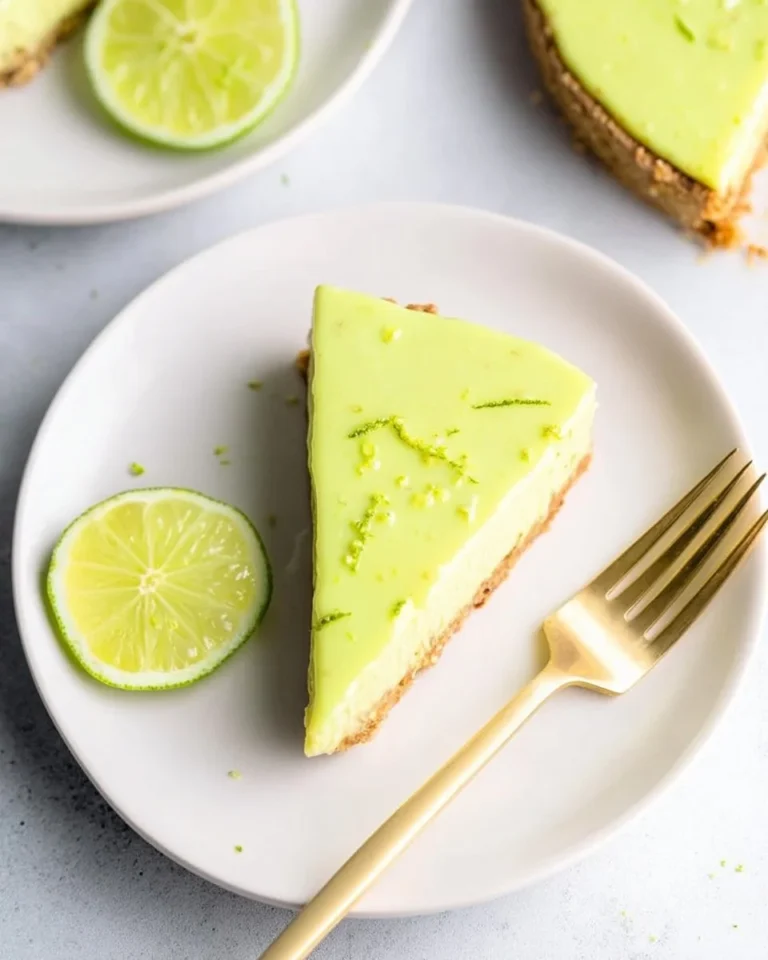 Fresh Lime Avocado Tart topped with lime zest and avocado slices