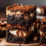 Homemade marshmallow brownies with chocolate drizzle