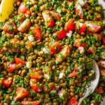 Mediterranean Chopped Lentil Salad with Lemon Dressing in a bowl