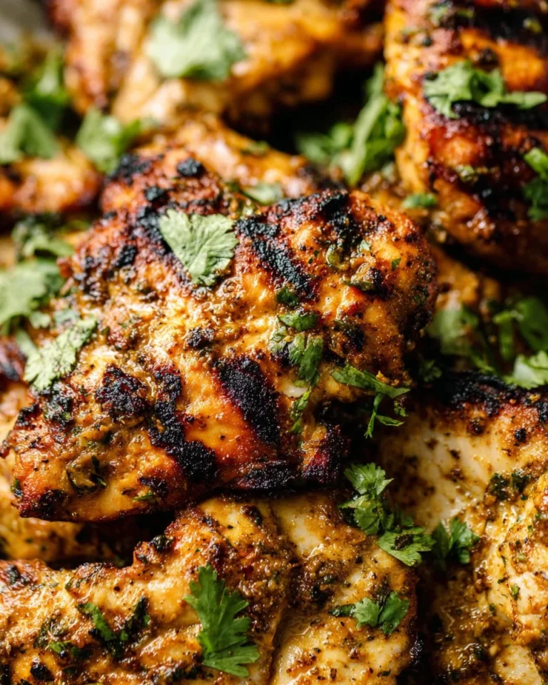 Delicious Mexican chicken marinade with cilantro and lime for grilling.