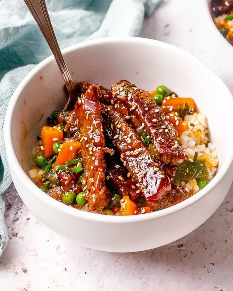 Delicious Mongolian beef stir fry bowls with vegetables and sauce