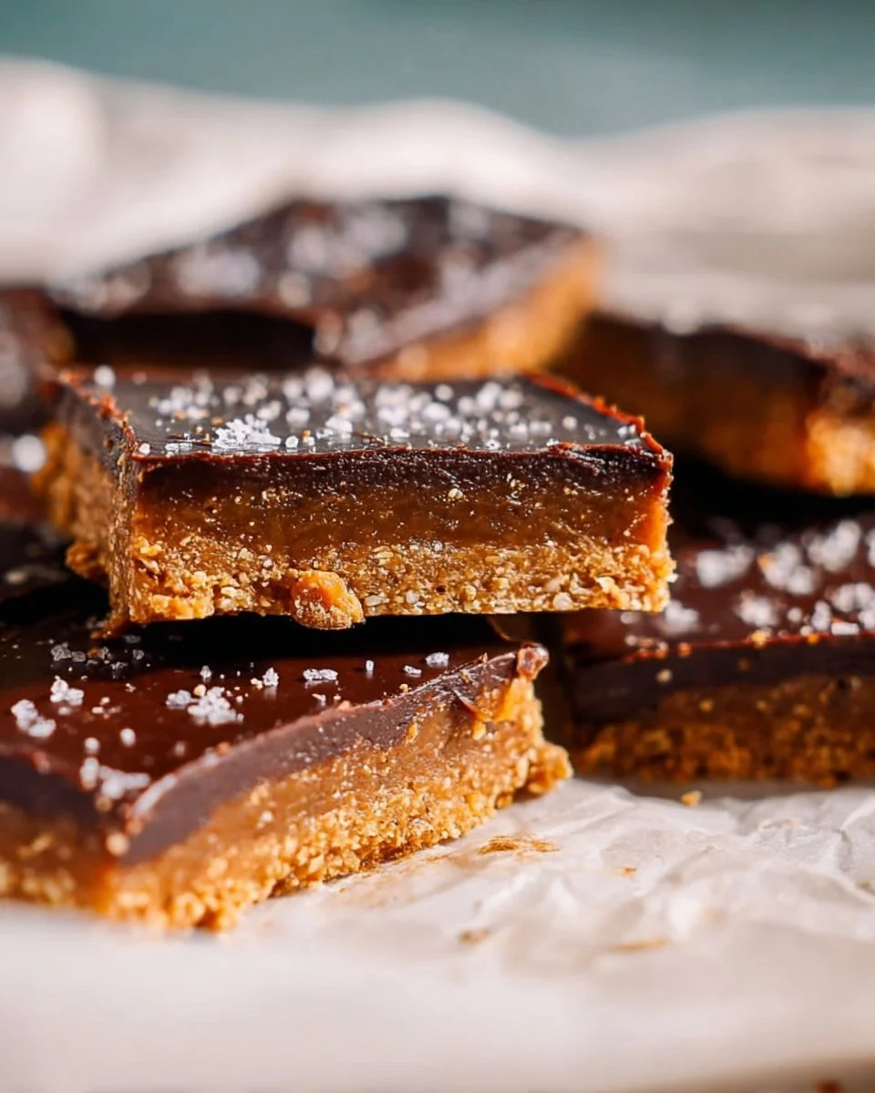 Delicious No Bake Millionaire Bars with chocolate and caramel layers.