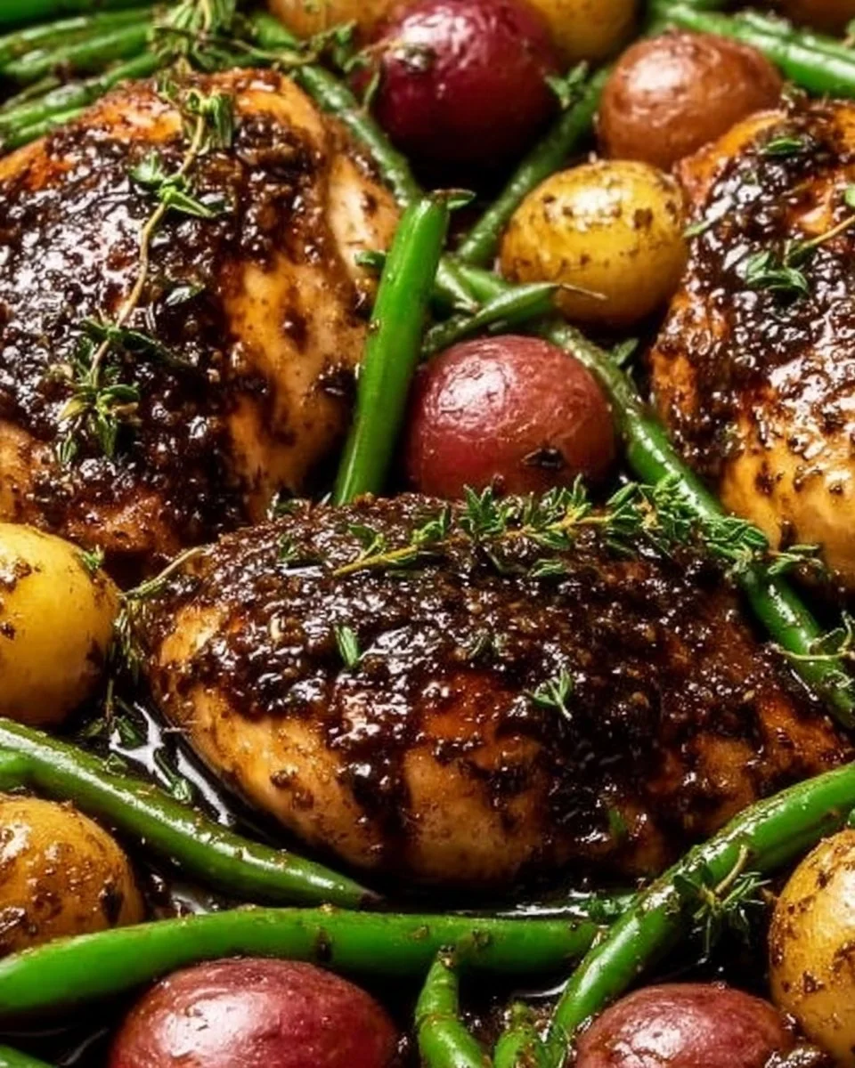 One-Pan Balsamic Chicken with vegetables and a rich glaze
