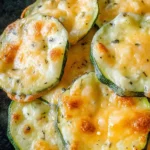 Baked Parmesan Zucchini slices topped with cheese and herbs