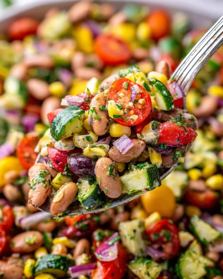 Colorful Pinto Bean Salad with fresh vegetables and herbs