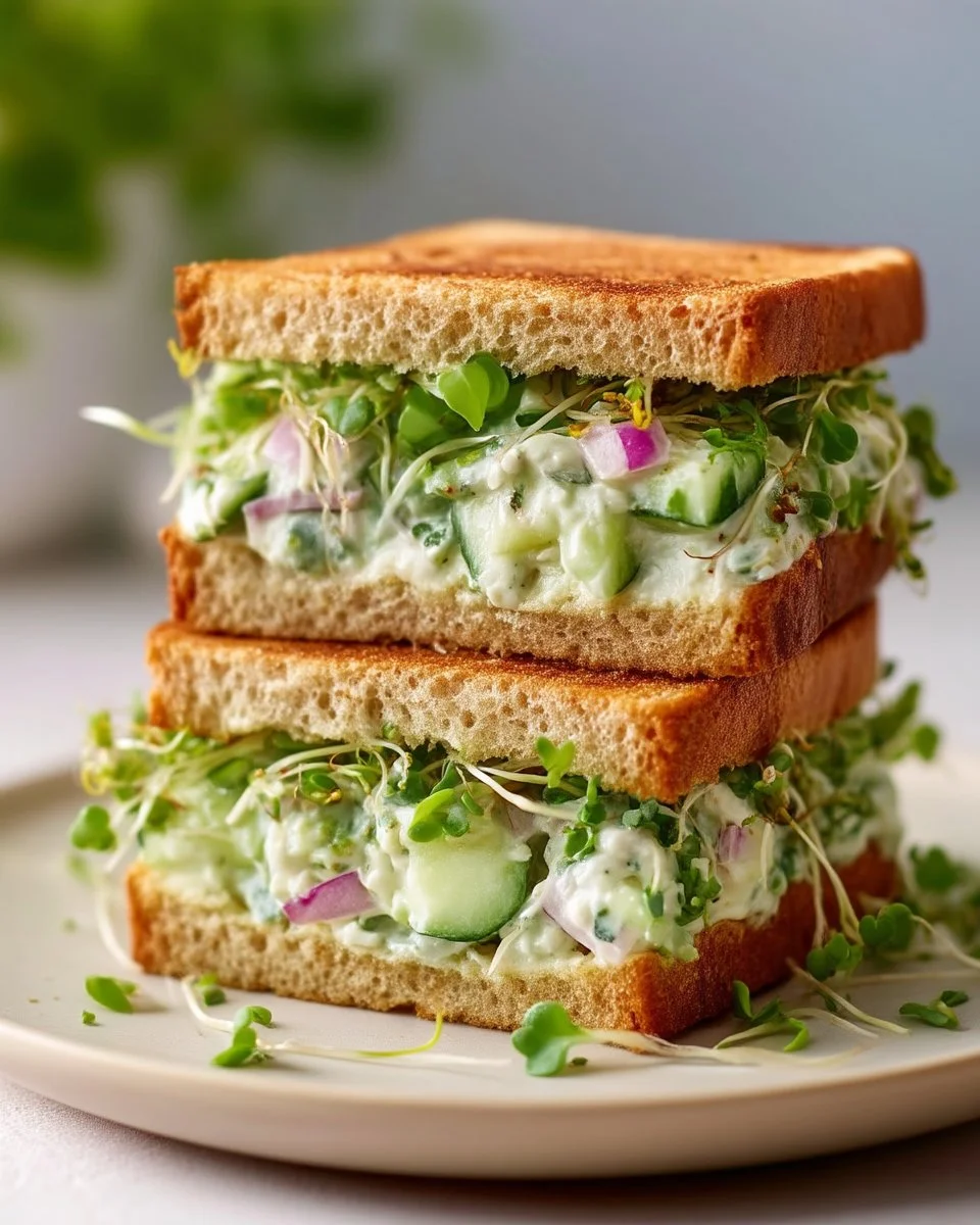 Quick cucumber salad sandwiches with fresh ingredients