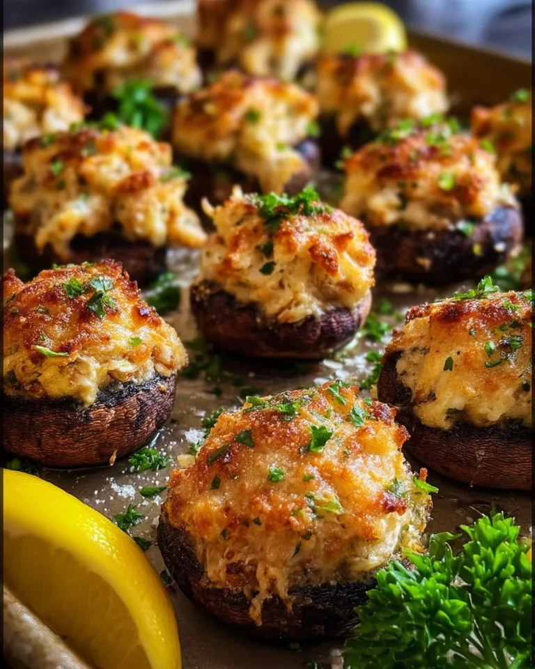 Delicious crab stuffed mushrooms from Red Lobster, a delectable seafood dish.