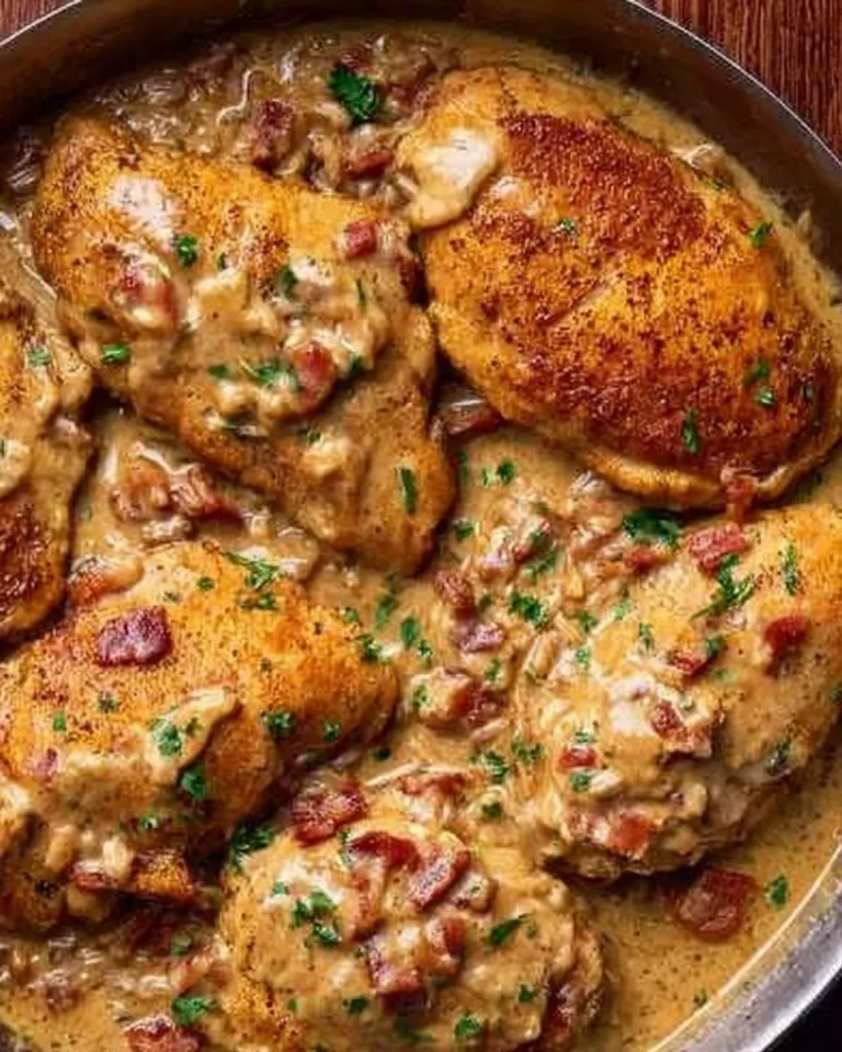 Delicious smothered chicken served over rice with savory gravy.