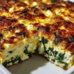 Delicious Spinach Cottage Cheese Egg Bake garnished with fresh herbs