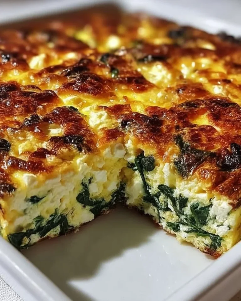 Delicious Spinach Cottage Cheese Egg Bake garnished with fresh herbs