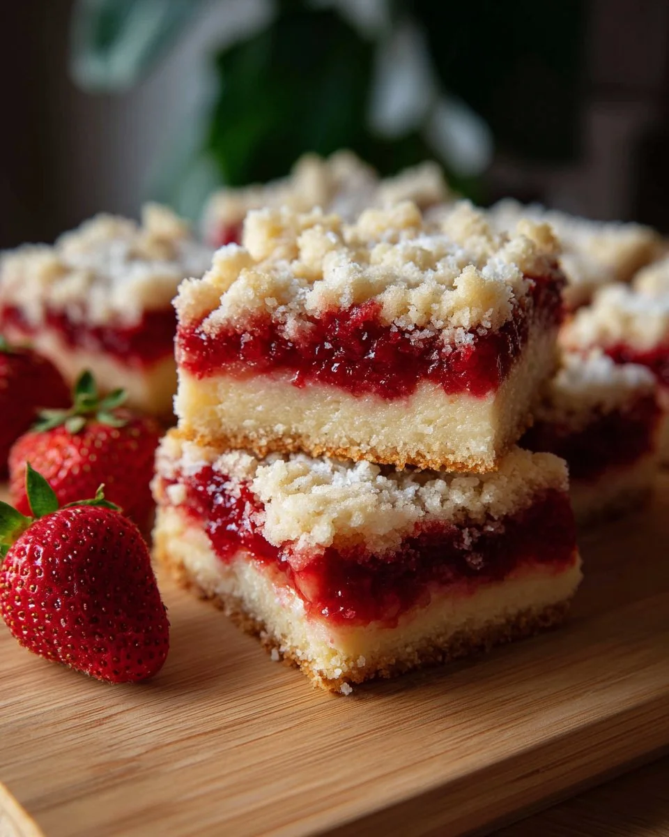 Delicious Strawberry Shortbread Bars served as a summer dessert