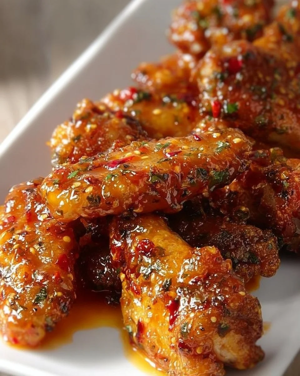 Delicious Thai Sweet Chili Chicken Wings served on a plate