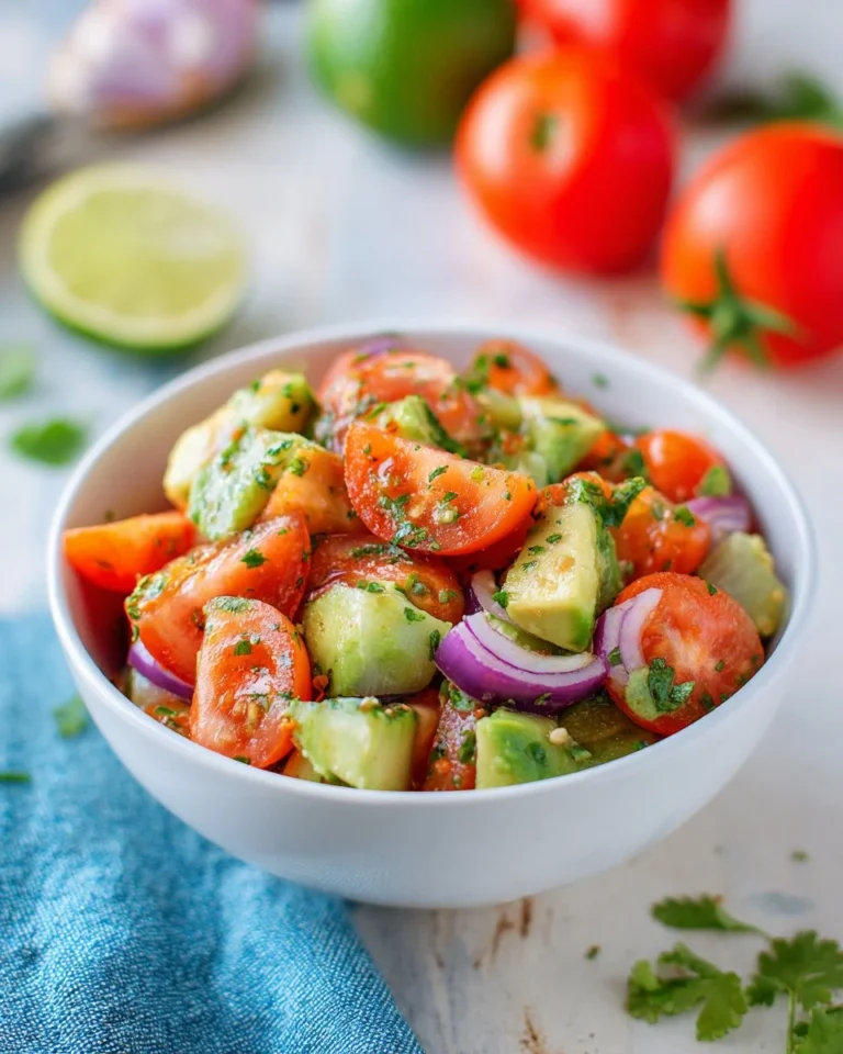 Fresh Tomato Avocado Salad with vibrant colors and healthy ingredients