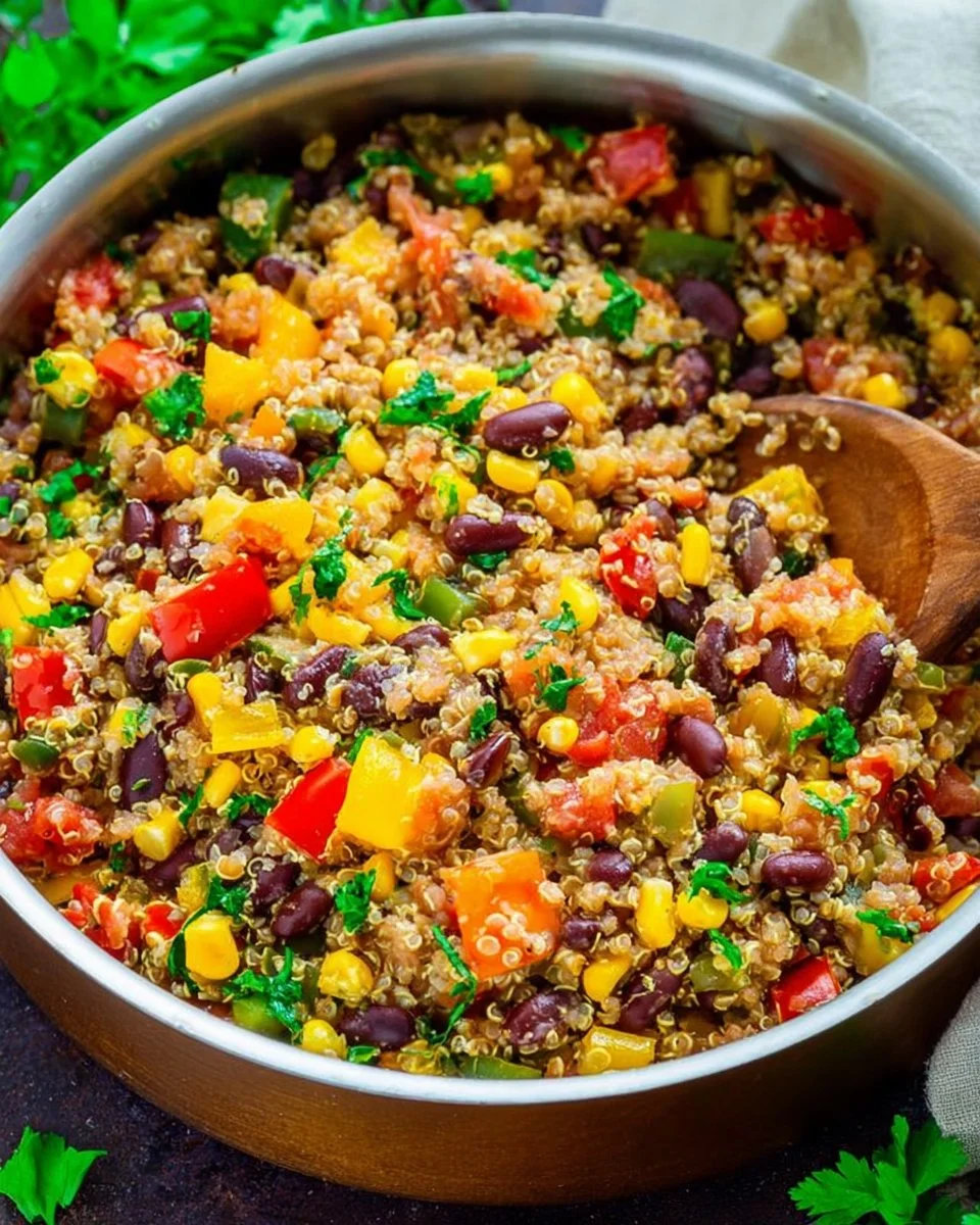 Colorful Vegetable and Bean Quinoa Medley in a bowl, rich in nutrients