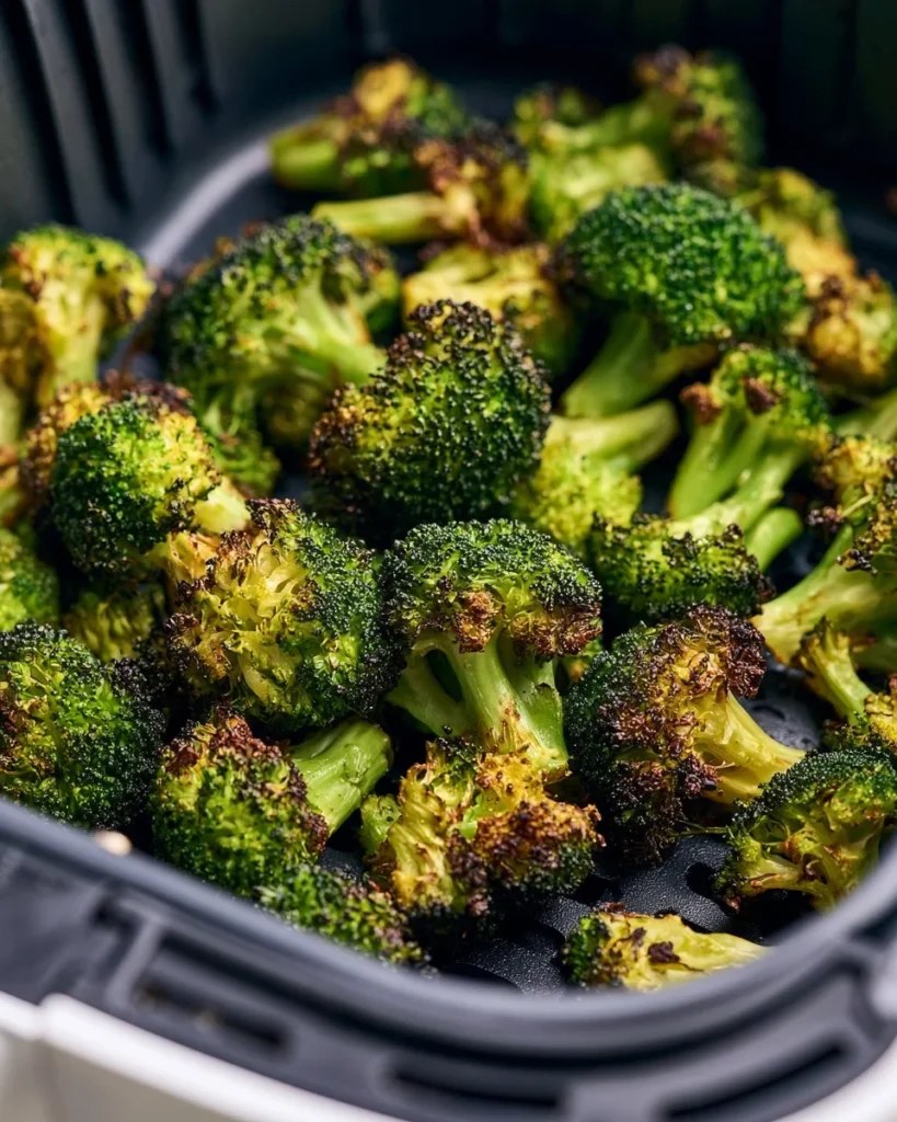 Crispy air fryer broccoli served as a healthy side dish