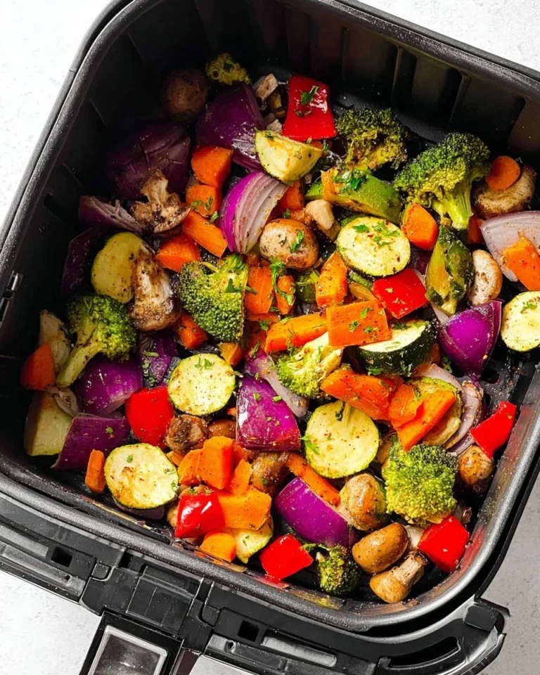 Crispy air fryer vegetables ready to serve for a healthy meal