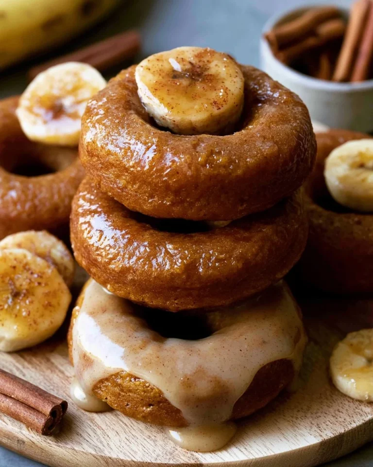 Freshly baked banana donuts on a plate