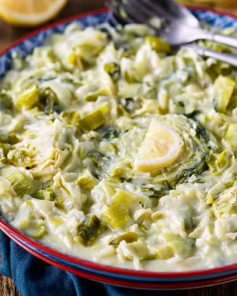 Creamed leeks served as a delicious side dish
