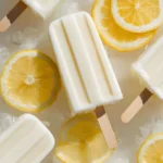 Delicious creamy lemon popsicles in a refreshing summer setting