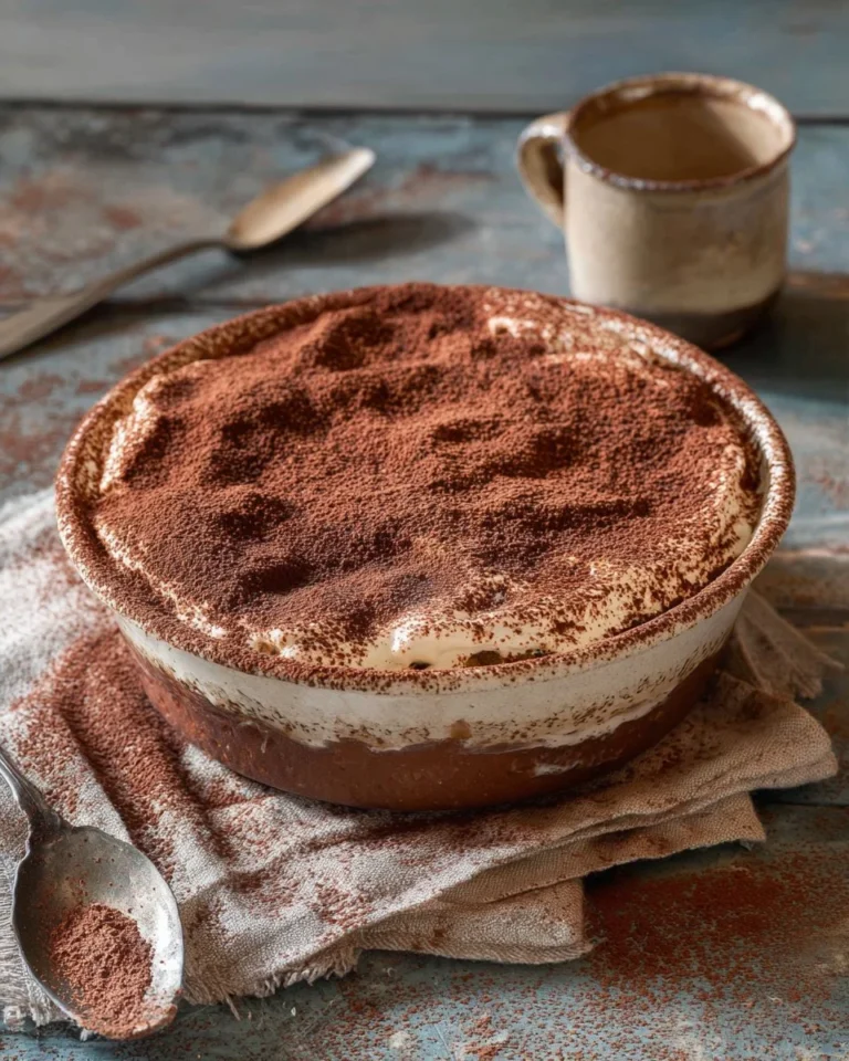 Delicious easy cappuccino tiramisu dessert served in a glass.