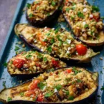 Easy Mediterranean stuffed eggplant recipe with flavorful filling.