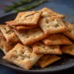 Homemade easy rosemary crackers with fresh herbs and spices