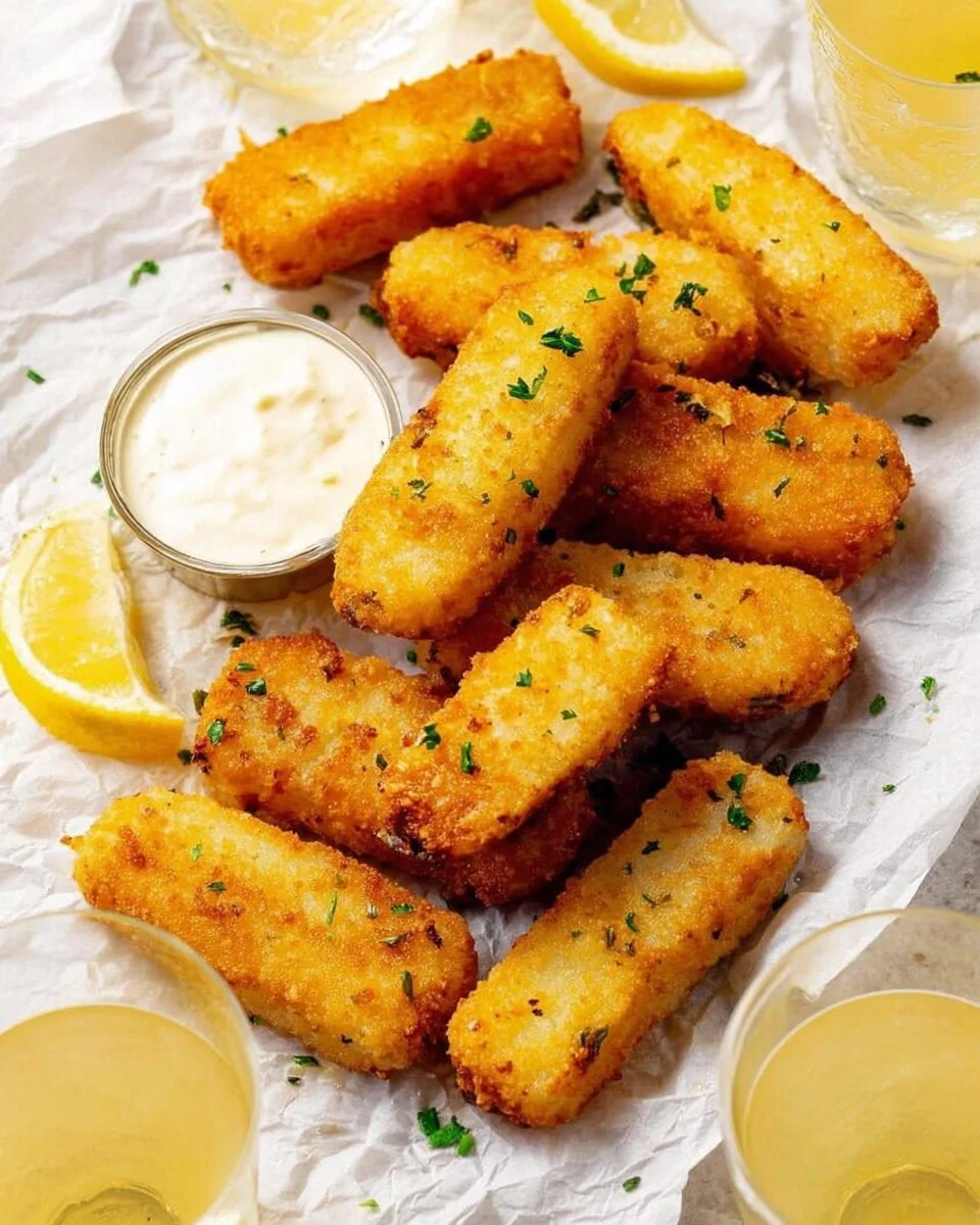 Frozen fish sticks cooked crispy in an air fryer for a tasty meal
