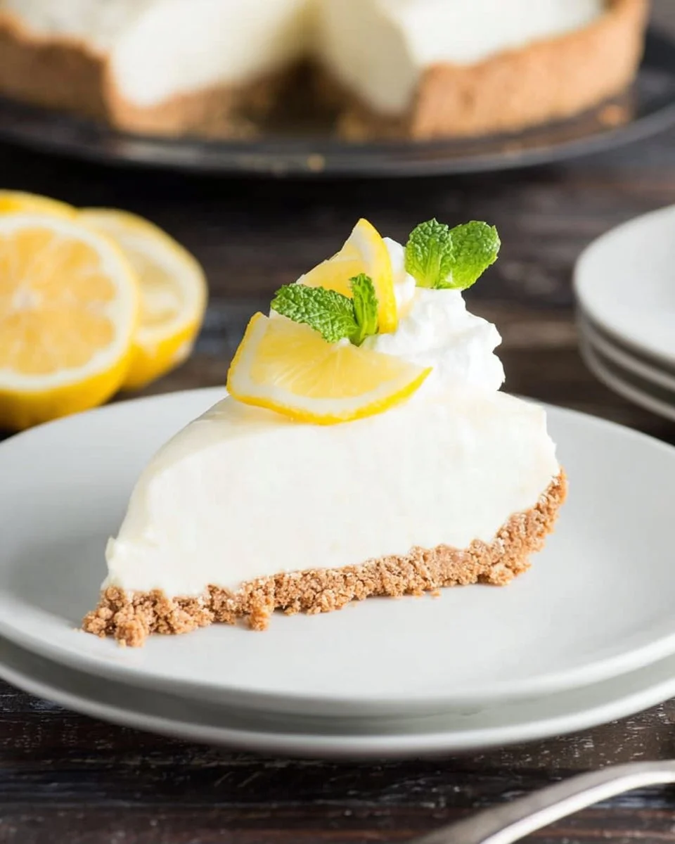 Frozen Lemon Pie topped with whipped cream and lemon zest