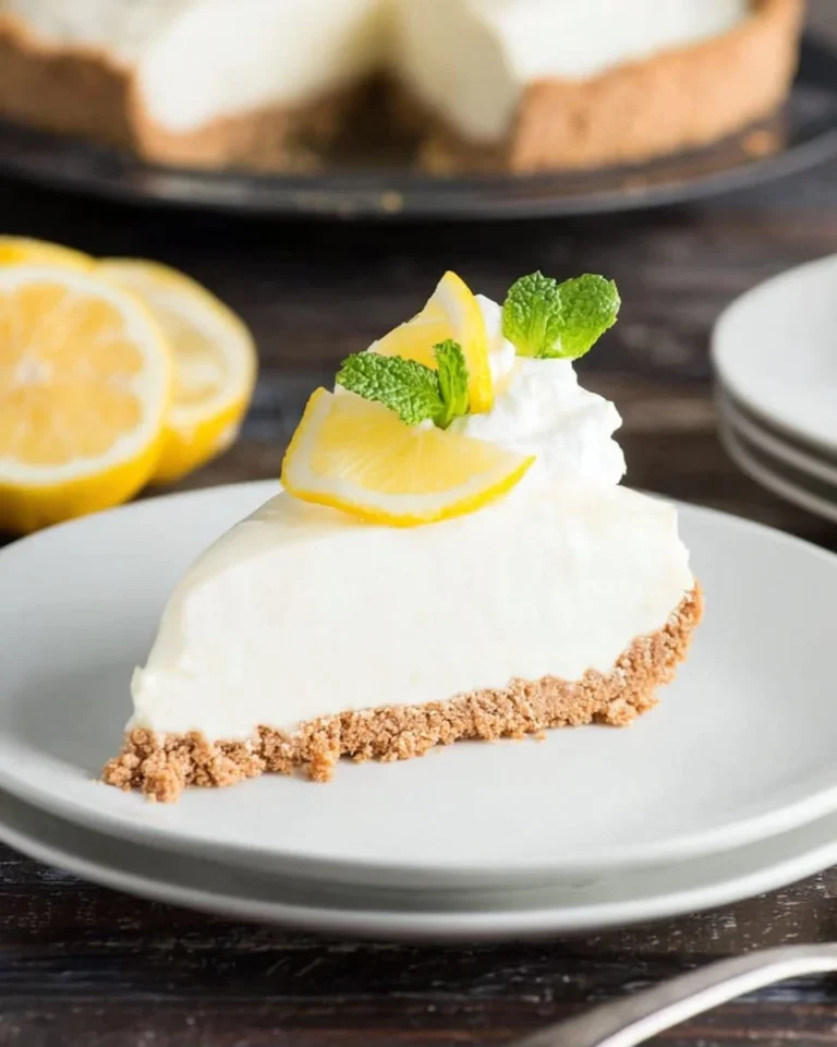 Delicious Frozen Lemon Pie with a creamy lemon filling and graham cracker crust