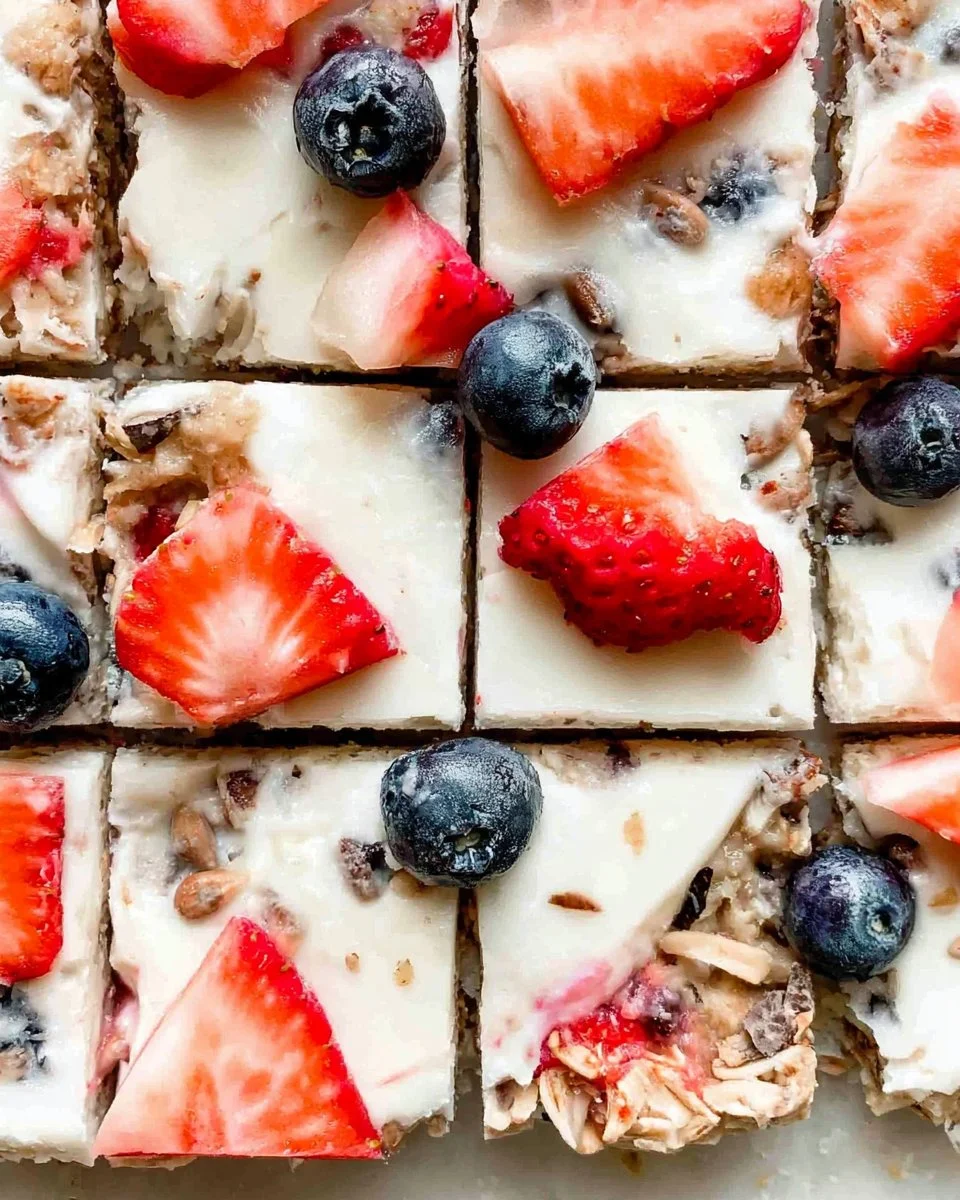 Delicious frozen yogurt granola bars with nuts and fruits