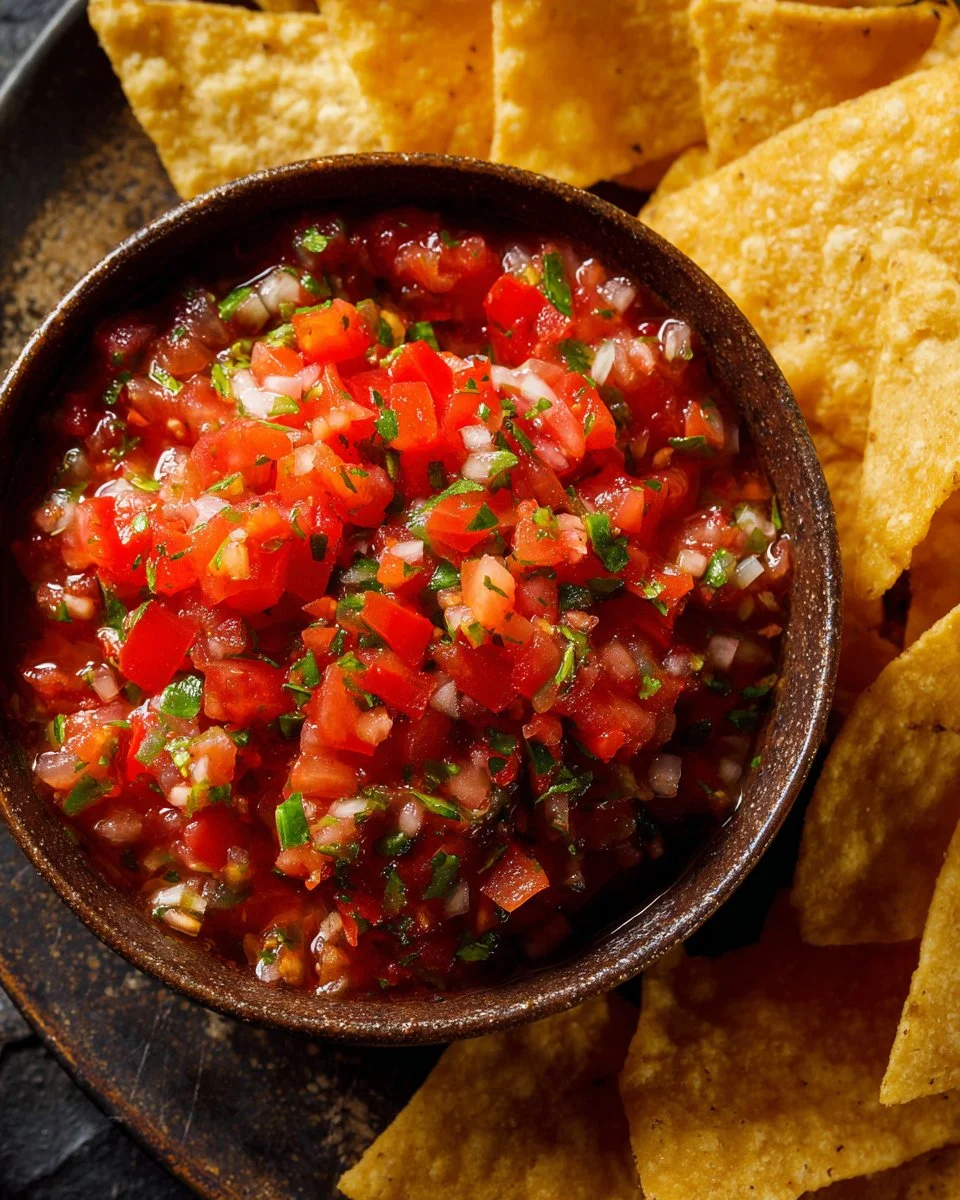 Delicious homemade Garden Fresh Salsa made from ripe tomatoes and fresh herbs