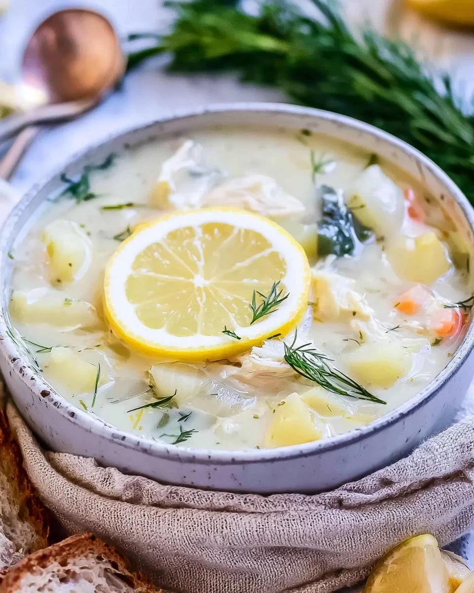 Bowl of Greek Lemon Chicken Soup, gluten-free and dairy-free, ready to enjoy.
