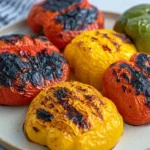 A plate of vibrant grilled bell peppers ready to serve as a delicious side dish.